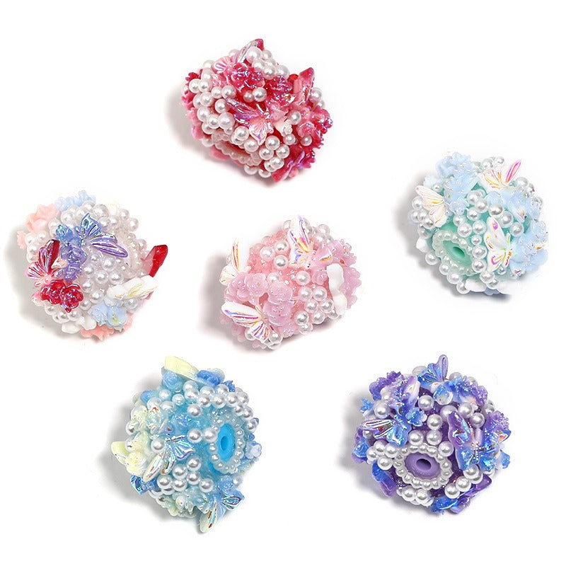 Wholesale 10pcs Full Diamond Pearl Rose Butterfly Diamond Ball Heavy Industry DIY Beads